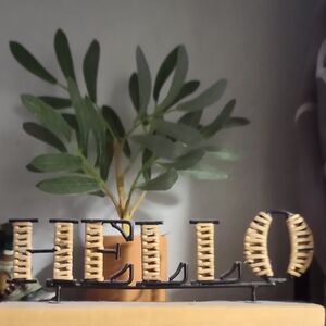Black and Tan 'HELLO' Decorative Sign